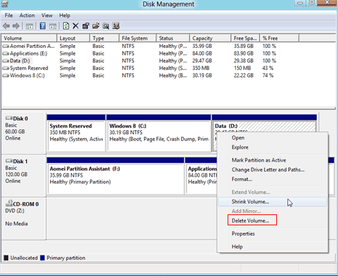 manage disk space windows